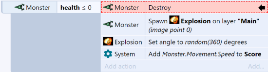 An action stopped on a breakpoint