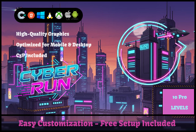 Cyber Run - Construct 3 Game (HTML5, AdMob, C3P) main cover image